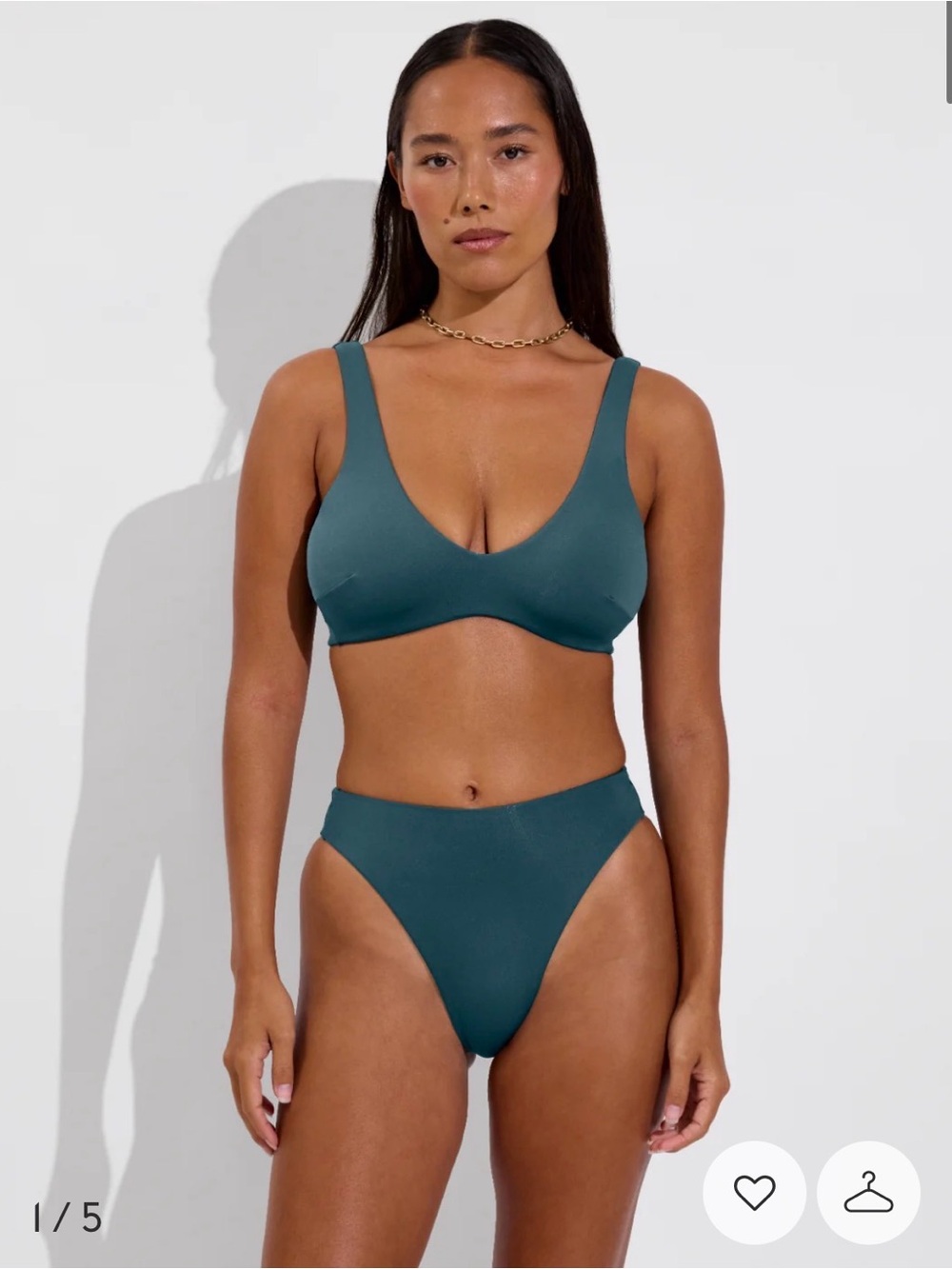 Left On Friday | Plunge Top D+ in Deep End (Teal) Bikini Swim Top - Size XS